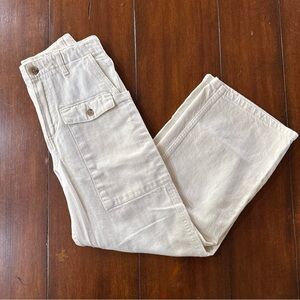 Zara Cream Wide Leg Crop Pants Women’s Size 4 26” Waist High Rise Utility Style
